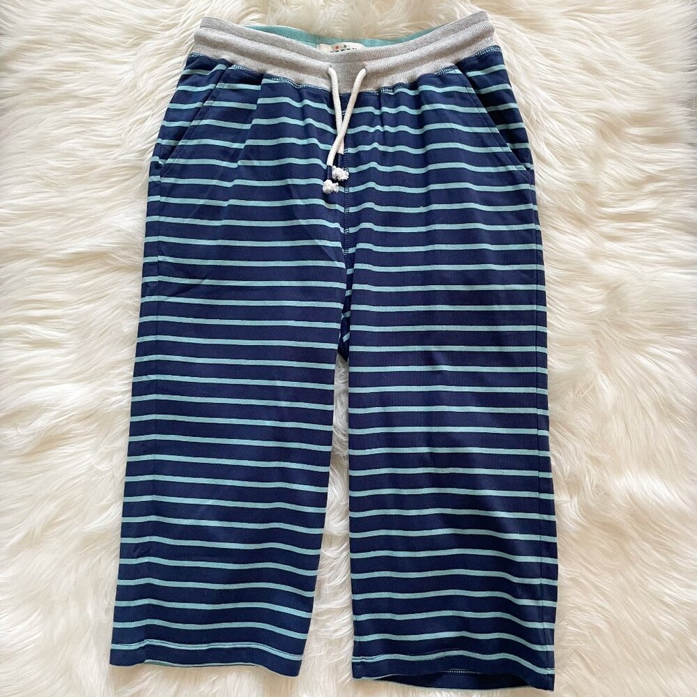 NEW Mini Boden Gray Blue Turquoise Stripe Jersey Baggies Shorts